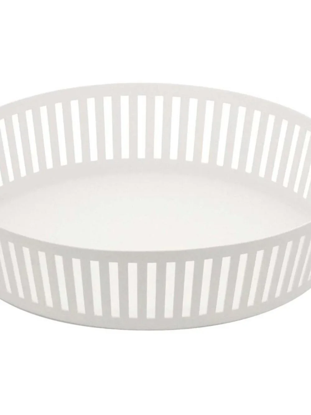 Yamazaki Home Japanese White Metal Shallow Low Fruit Basket Tray Bowl
